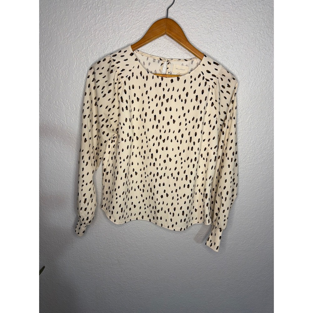 Puff Sleeve Melloday Blouse Womens Medium Cream Excellent